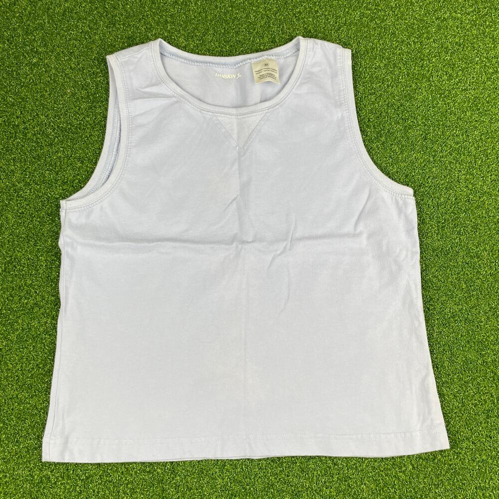 Y2K Danskin Blue Sleeveless Athletic Knit Stretch Active Tank Top Sz M